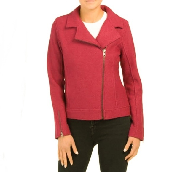 Tahari Boiled Wool Textured Asymmetrical Moto Jacket